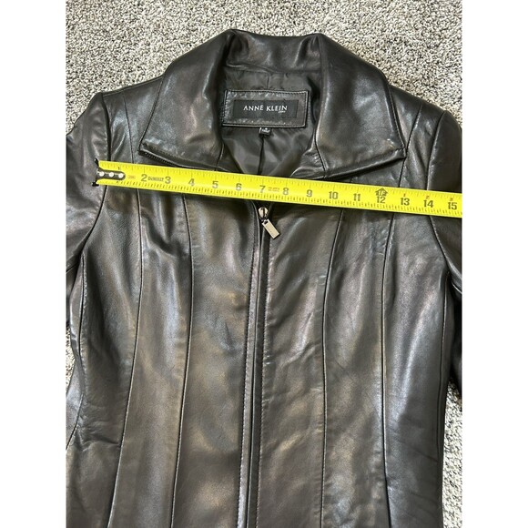 Anne Klein Genuine Leather Black Small Coat - Picture 7 of 13